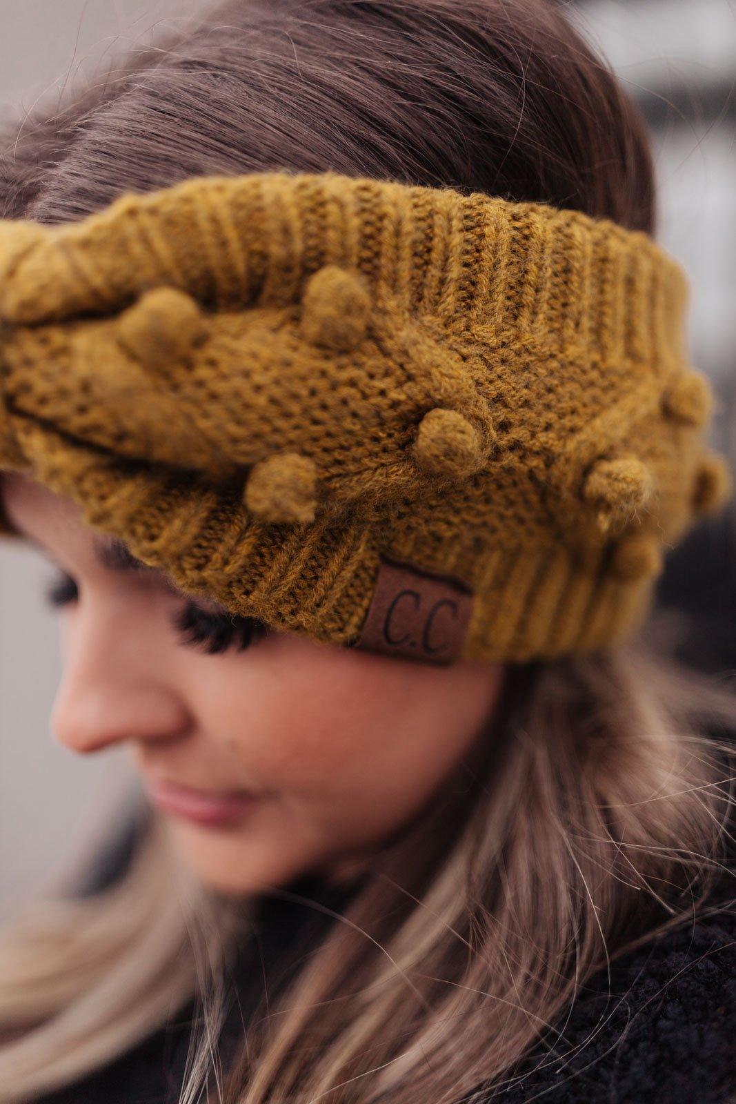 Hazel Blues® | Pom Knit Head Wrap in Mustard - Hazel Blues®