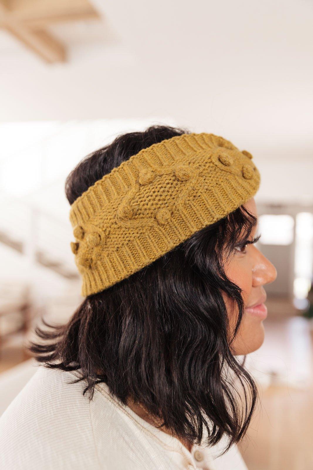 Hazel Blues® | Pom Knit Head Wrap in Mustard - Hazel Blues®