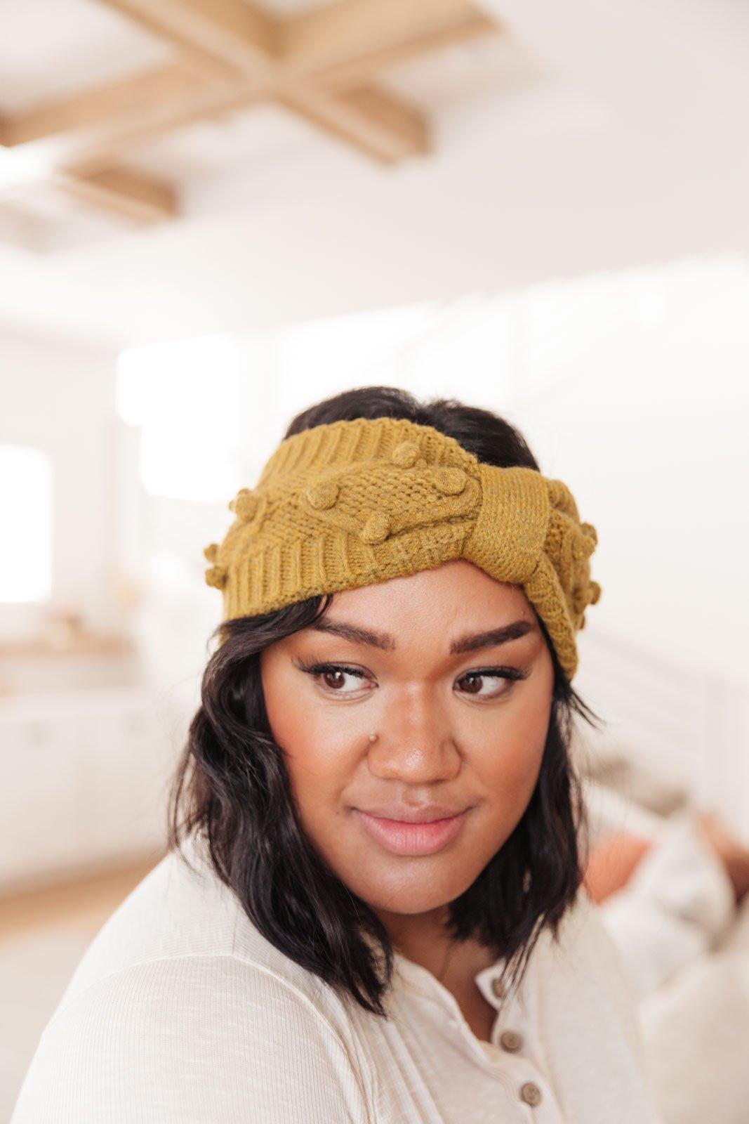 Hazel Blues® | Pom Knit Head Wrap in Mustard - Hazel Blues®