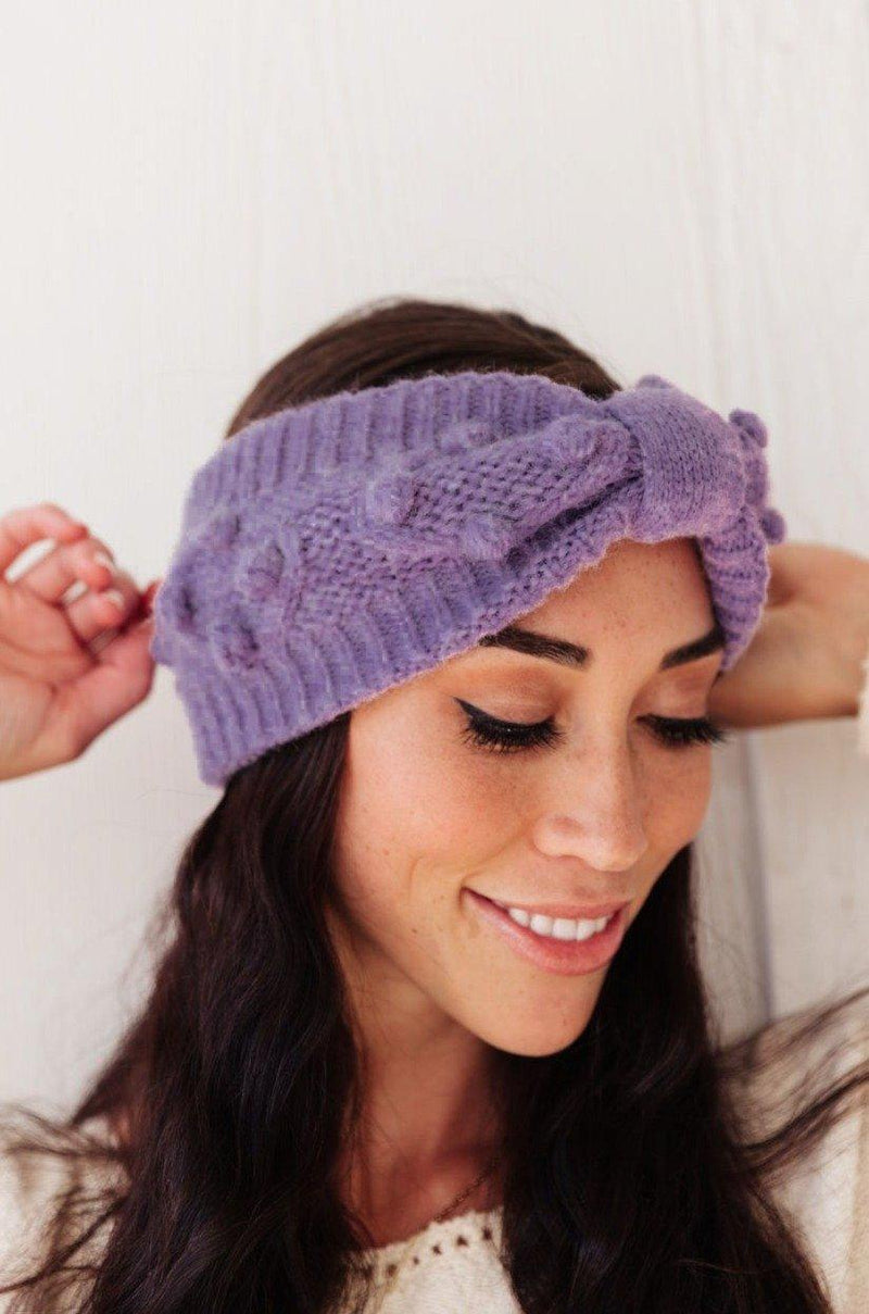 Hazel Blues® | Pom Knit Head Wrap In Periwinkle - Hazel Blues®