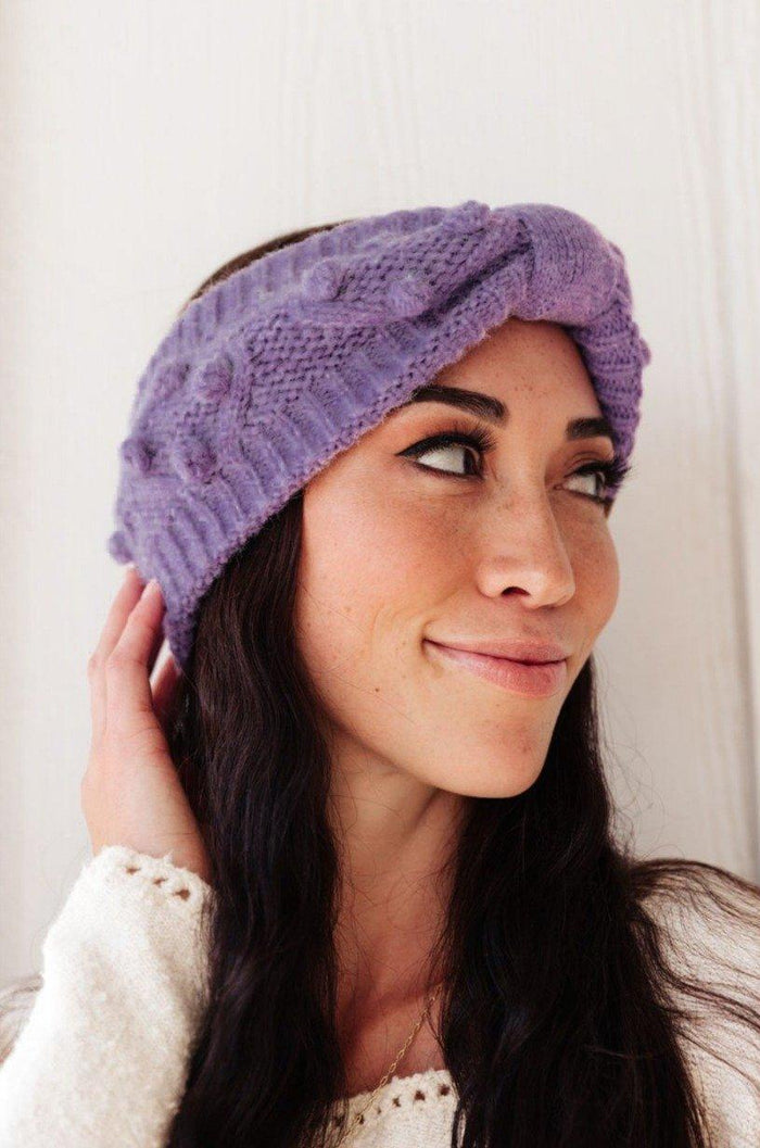 Hazel Blues® | Pom Knit Head Wrap In Periwinkle - Hazel Blues®