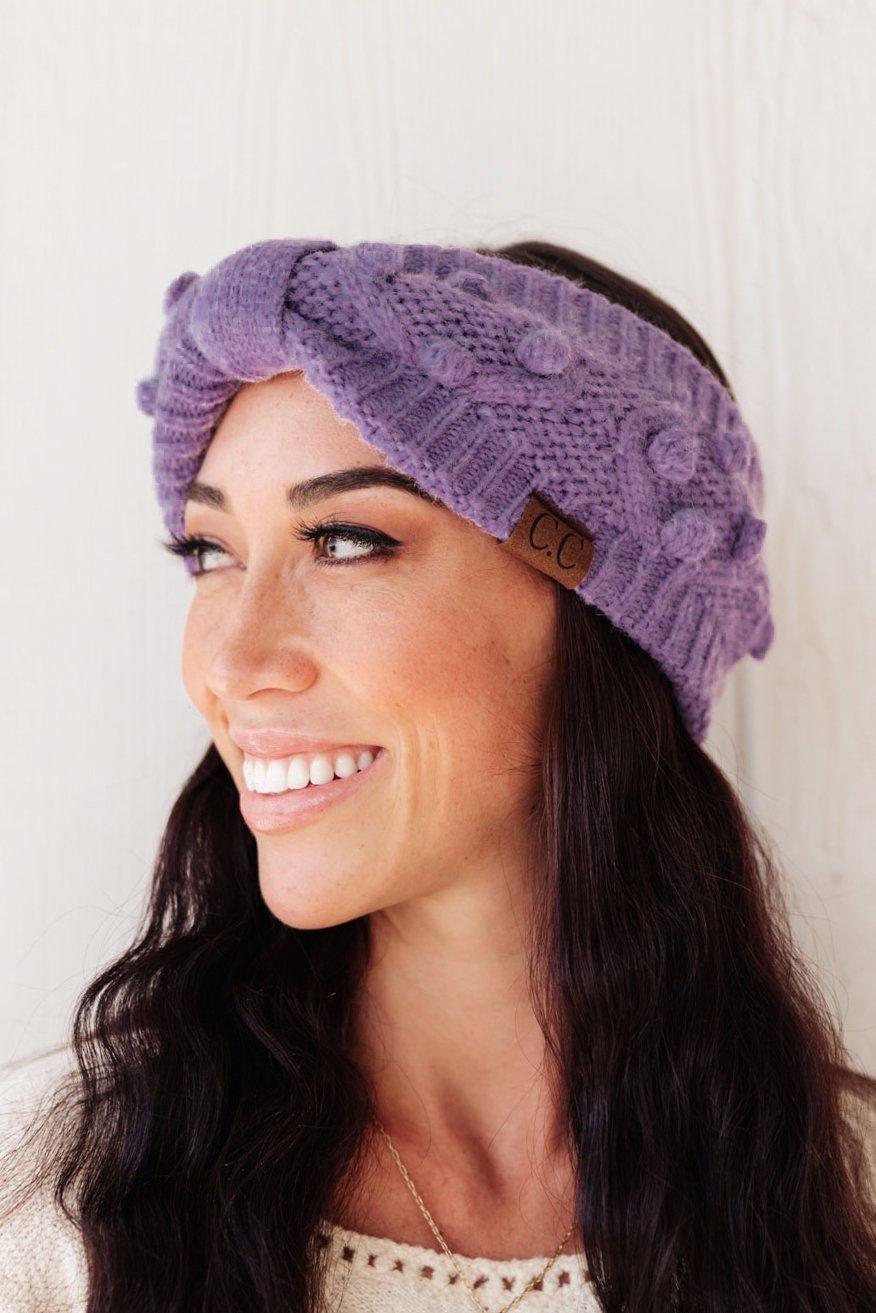 Hazel Blues® | Pom Knit Head Wrap In Periwinkle - Hazel Blues®