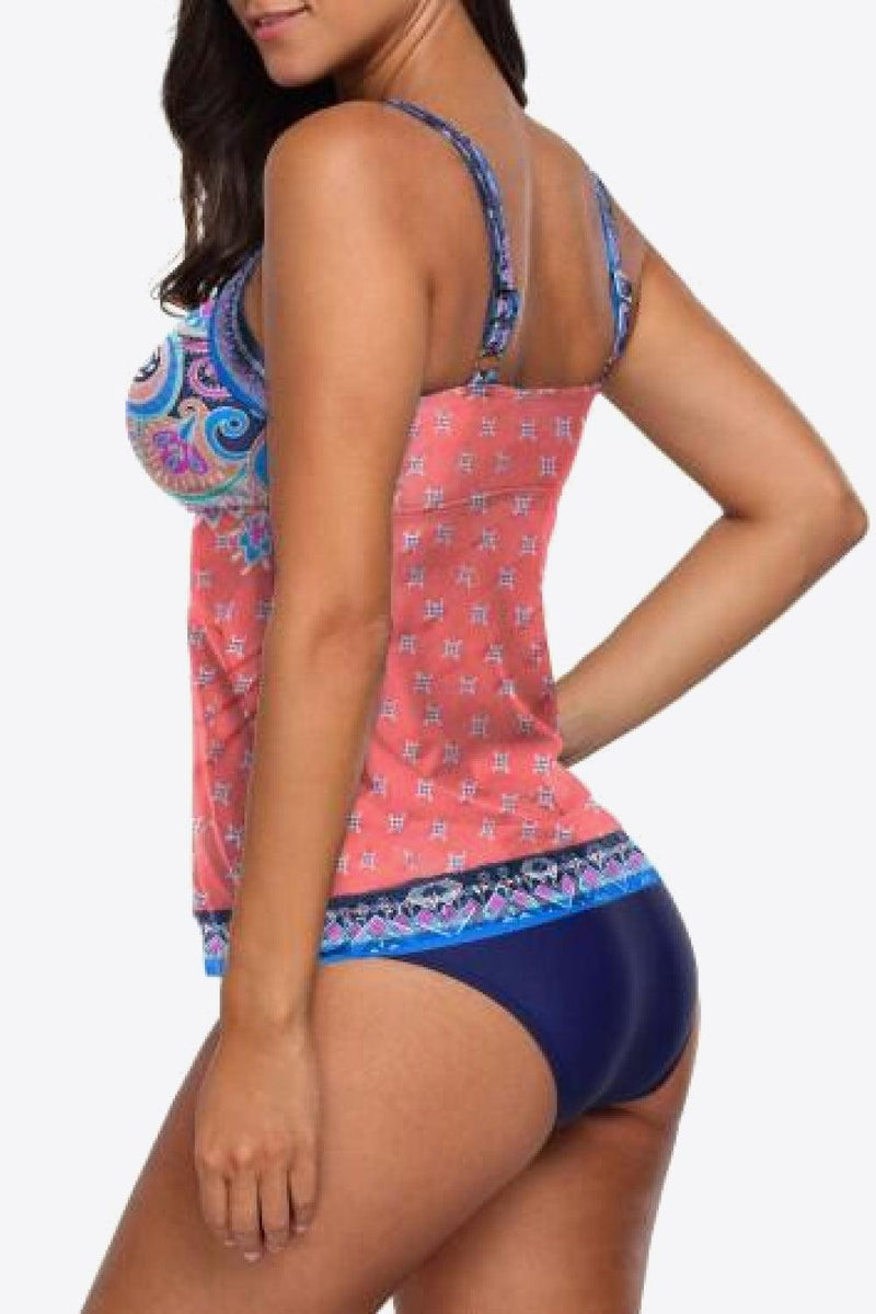 Hazel Blues® | Printed Adjustable Strap Tankini Set - Hazel Blues®