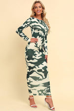 Hazel Blues® | Printed Backless Long Sleeve Maxi Dress - Hazel Blues®