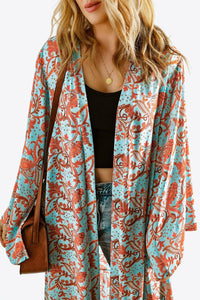 Hazel Blues® | Printed Open Front Duster Cardigan - Hazel Blues®