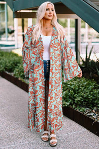 Hazel Blues® | Printed Open Front Duster Cardigan - Hazel Blues®