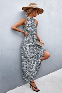 Hazel Blues® | Printed Sleeveless Tie Waist Maxi Dress - Hazel Blues®