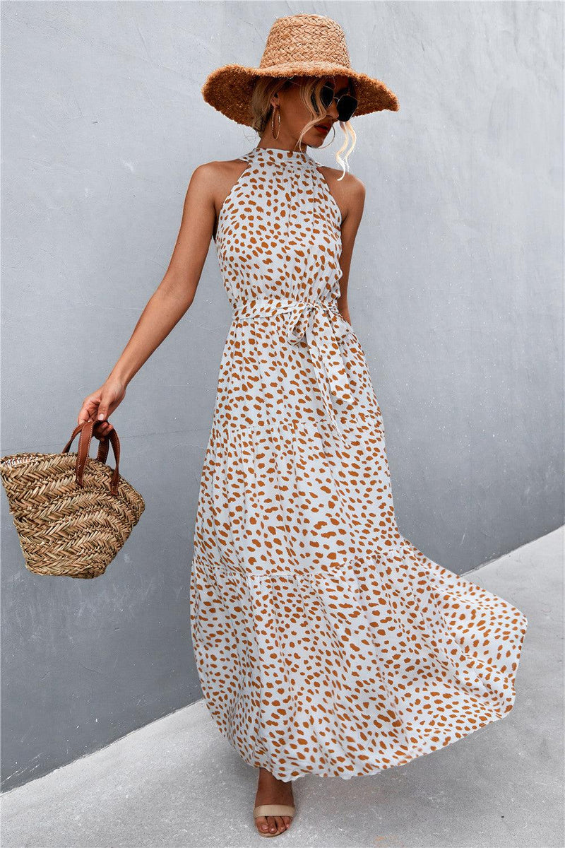 Hazel Blues® | Printed Sleeveless Tie Waist Maxi Dress - Hazel Blues®