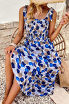 Hazel Blues® | Printed Smocked Tie Shoulder Dress - Hazel Blues®