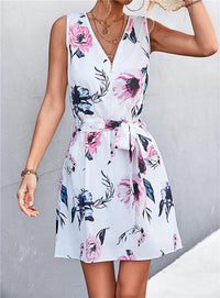 Hazel Blues® | Printed Zip Detail Belted Sleeveless Dress - Hazel Blues®