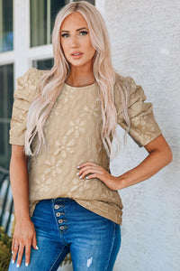 Hazel Blues® | Puff Sleeve Round Neck Blouse - Hazel Blues®