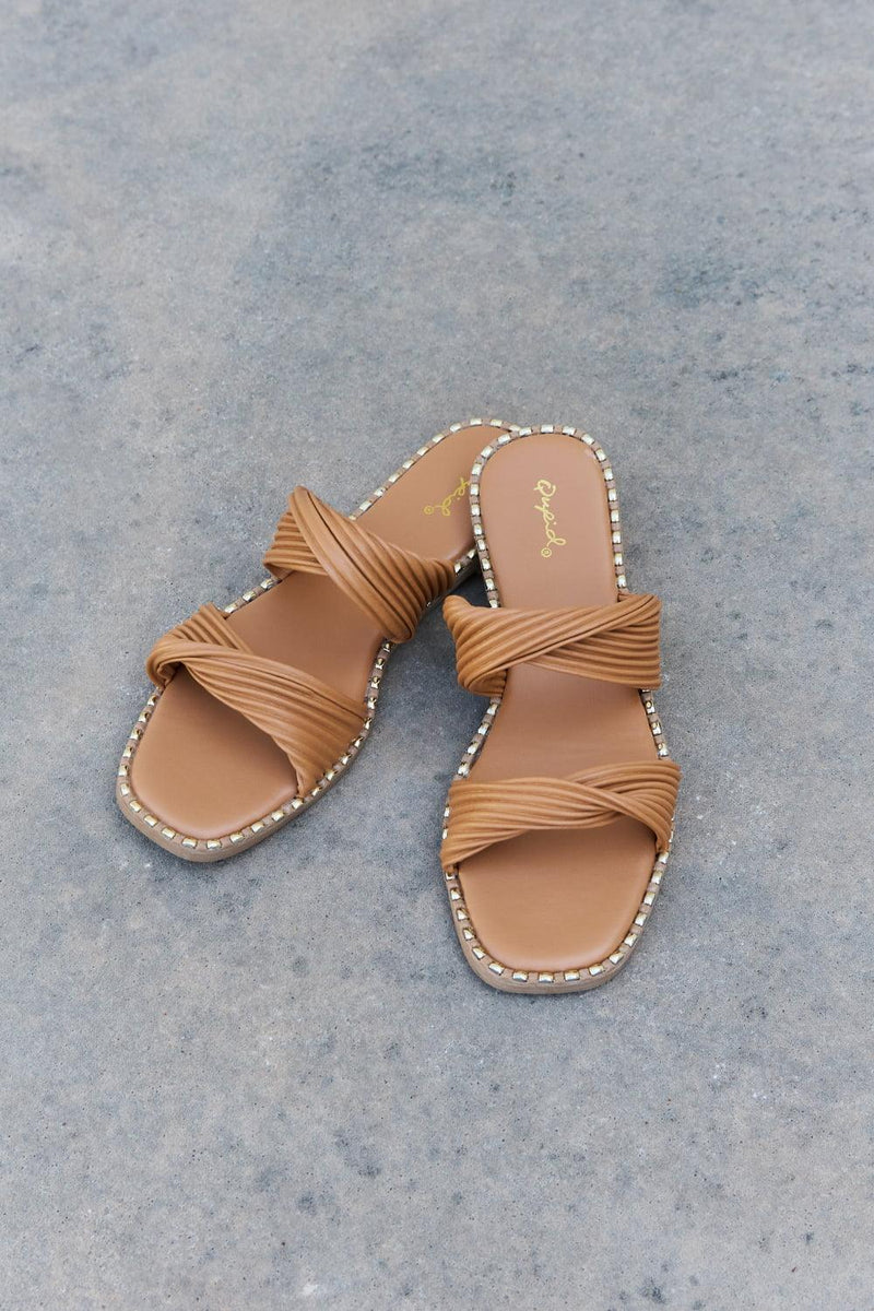 Hazel Blues® | Qupid Summertime Fine Double Strap Twist Sandals - Hazel Blues®