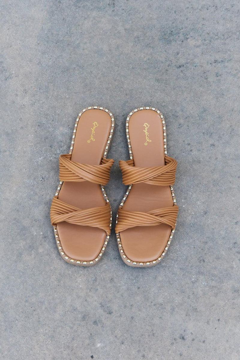 Hazel Blues® | Qupid Summertime Fine Double Strap Twist Sandals - Hazel Blues®