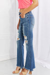 Hazel Blues® | RISEN Hazel High Rise Distressed Flare Jeans - Hazel Blues®