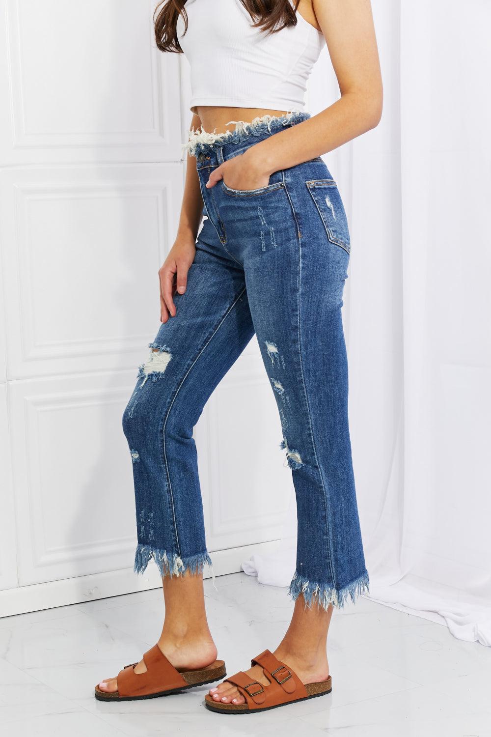 Hazel Blues® | RISEN Undone Chic Straight Leg Jeans - Hazel Blues®