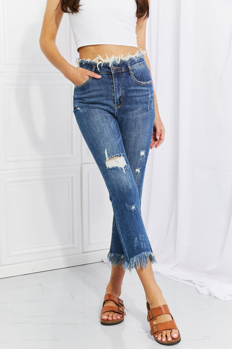 Hazel Blues® | RISEN Undone Chic Straight Leg Jeans - Hazel Blues®