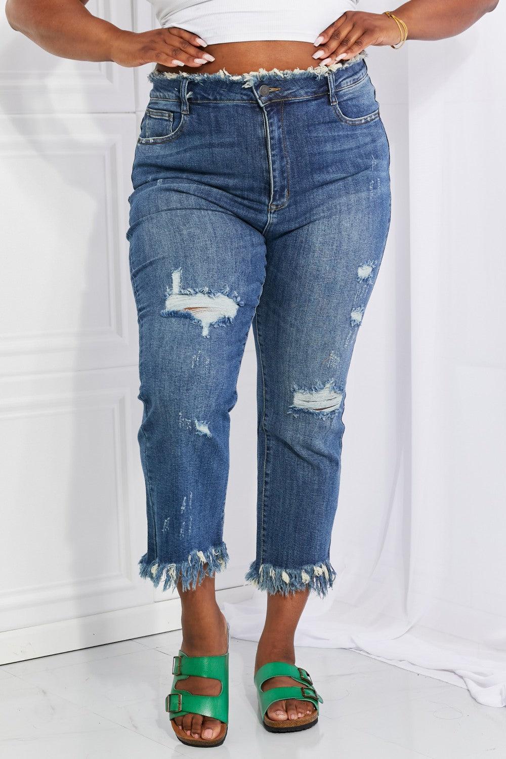 Hazel Blues® | RISEN Undone Chic Straight Leg Jeans - Hazel Blues®