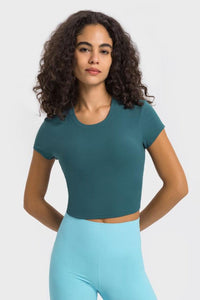 Hazel Blues® | Round Neck Short Sleeve Cropped Sports T-Shirt - Hazel Blues®