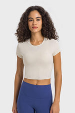 Hazel Blues® | Round Neck Short Sleeve Cropped Sports T-Shirt - Hazel Blues®