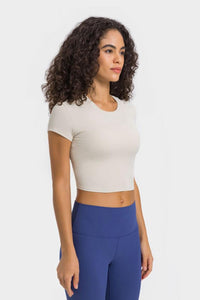 Hazel Blues® | Round Neck Short Sleeve Cropped Sports T-Shirt - Hazel Blues®