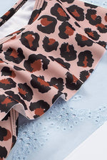 Hazel Blues® | Ruffled Leopard Tankini Top And Solid Color Panty Set - Hazel Blues®
