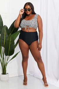 Hazel Blues® | Sanibel Crop Swim Top and Ruched Bottoms Set in Black - Hazel Blues®