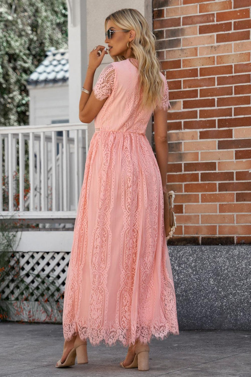 Hazel Blues | Scalloped Trim Lace Plunge Dress Hazel Blues | Scalloped Trim Lace Plunge Dress