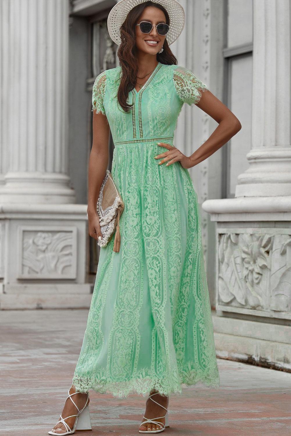Teal Lace Combo Dress (3061336)