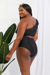 Hazel Blues® | Seaside Romance Ruffle One-Shoulder Bikini in Black - Hazel Blues®