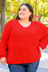 Hazel Blues® | Seasonal Shift Long Sleeve Knit Sweater In Red - Hazel Blues®