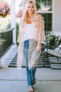 Hazel Blues® | Sequin Open Front Sheer Cardigan - Hazel Blues®