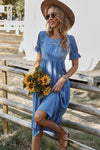 Hazel Blues® | Short Flounce Sleeve Tiered Midi Dress - Hazel Blues®