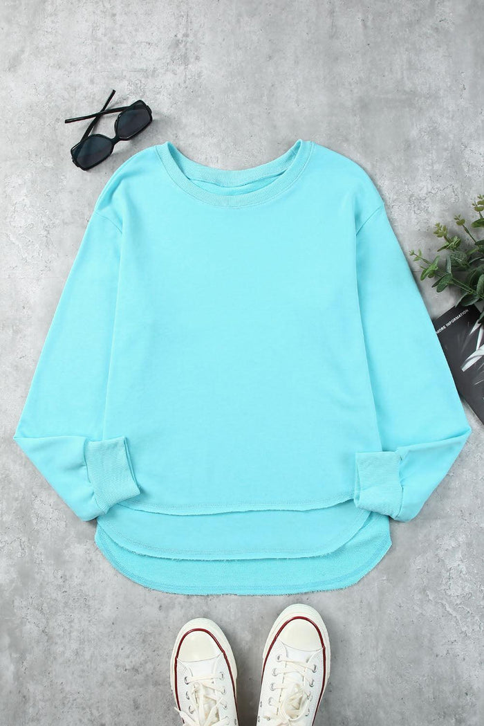 Hazel Blues® | Side Slit Drop Shoulder Sweatshirt - Hazel Blues®