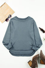 Hazel Blues® | Side Slit Drop Shoulder Sweatshirt - Hazel Blues®