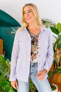 Hazel Blues® | Skies The Limit Button Up in Lavender Blue - Hazel Blues®