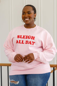 Hazel Blues® | Sleigh All Day Sweatshirt In Pink - Hazel Blues®