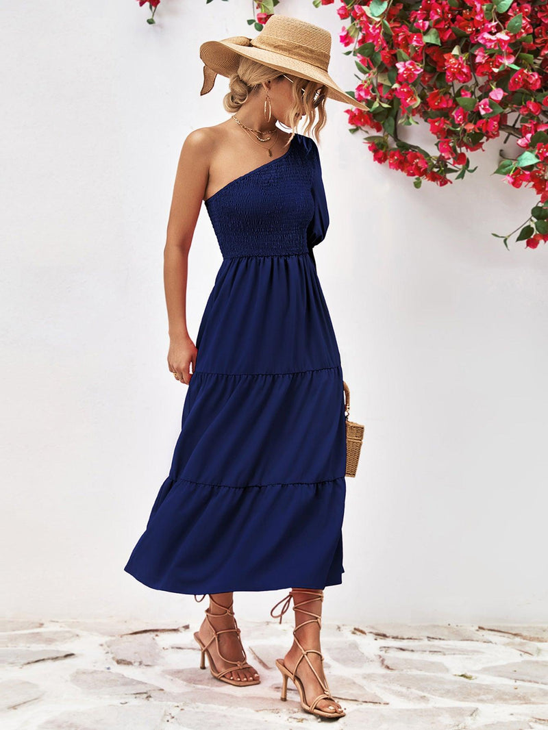 Hazel Blues® | Smocked One-Shoulder Midi Dress - Hazel Blues®