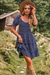 Hazel Blues® | Smocked Sweetheart Neck Flounce Sleeve Mini Dress - Hazel Blues®