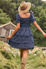 Hazel Blues® | Smocked Sweetheart Neck Flounce Sleeve Mini Dress - Hazel Blues®