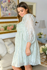 Hazel Blues® | Spotting Fairies Puff Sleeve Dress in Sage - Hazel Blues®