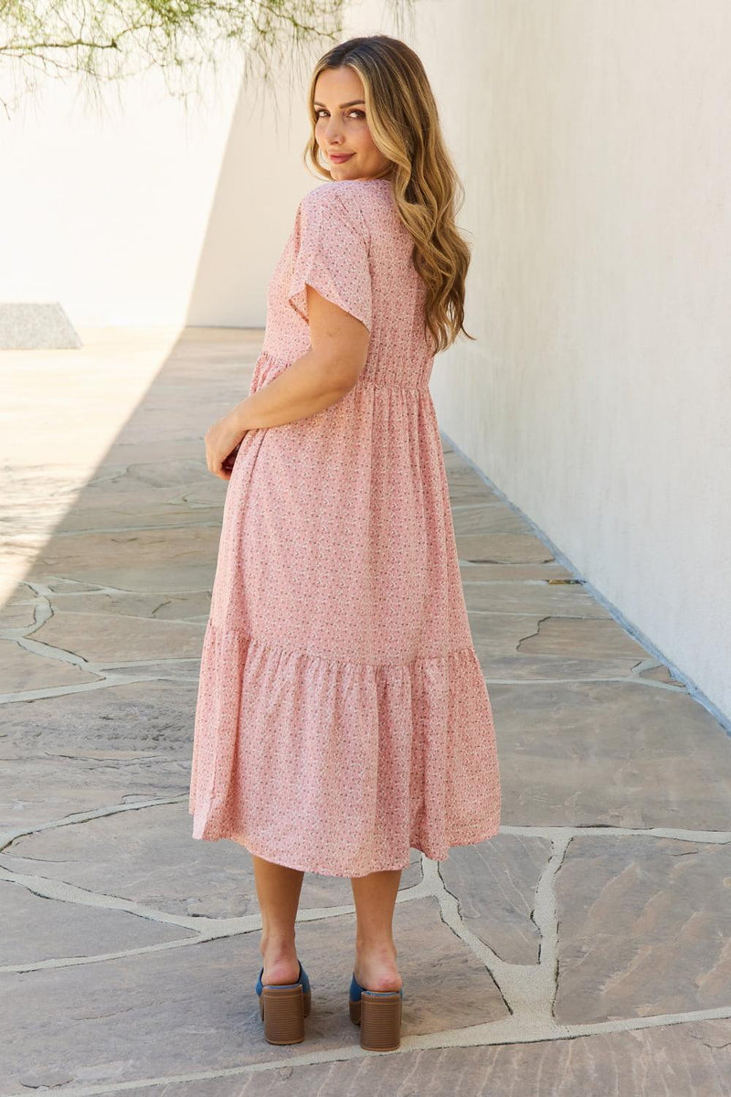 Hazel Blues® | Spring Baby Kimono Sleeve Midi Dress in Peach - Hazel Blues®