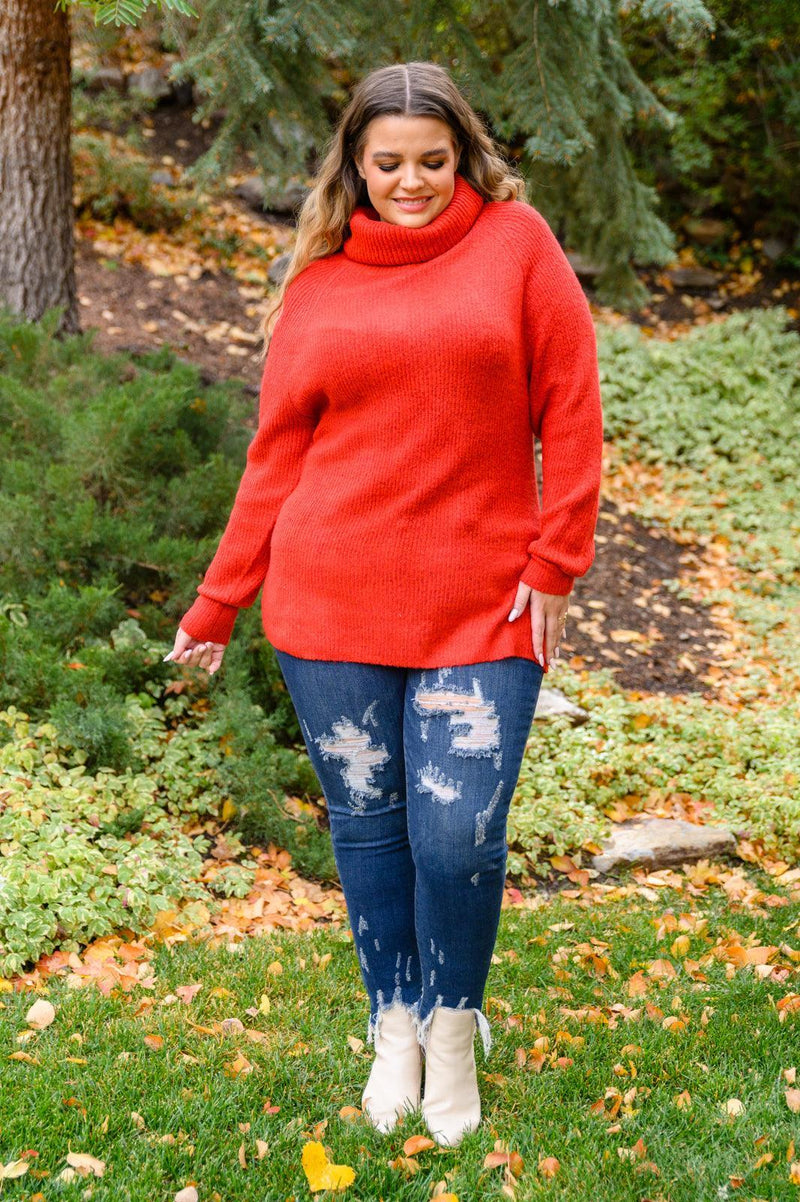 Hazel Blues® | Steady Pace Roll Neck Sweater In Red - Hazel Blues®