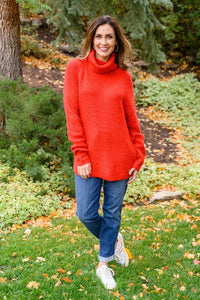 Hazel Blues® | Steady Pace Roll Neck Sweater In Red - Hazel Blues®