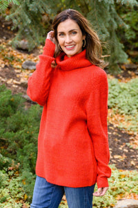 Hazel Blues® | Steady Pace Roll Neck Sweater In Red - Hazel Blues®