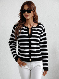 Hazel Blues® | Striped Button Front Cardigan - Hazel Blues®