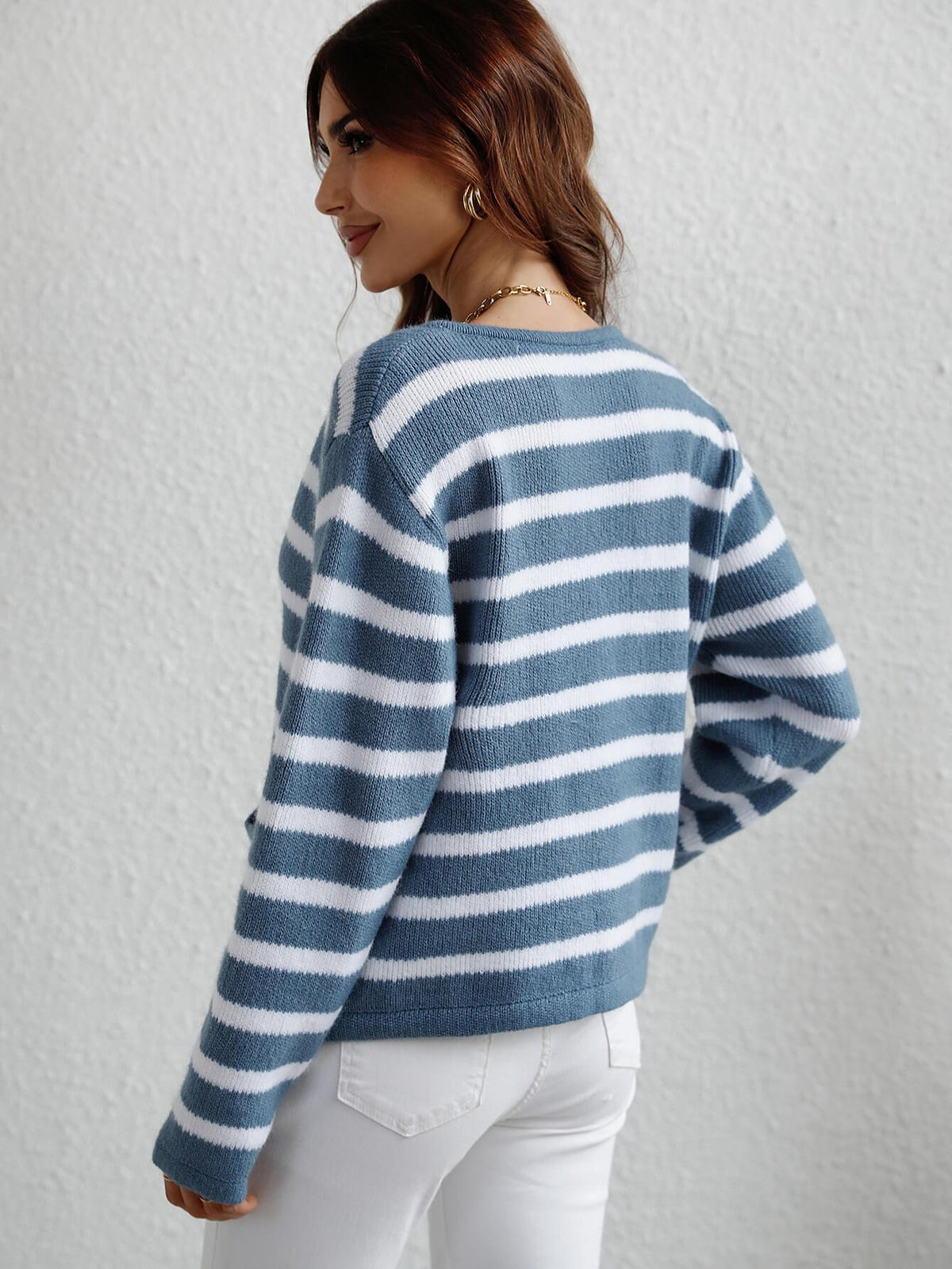 Hazel Blues® | Striped Button Front Cardigan - Hazel Blues®