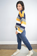 Hazel Blues® | Striped Dropped Shoulder Knitted Pullover Sweater - Hazel Blues®