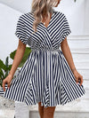 Hazel Blues® | Striped Johnny Collar Mini Dress - Hazel Blues®