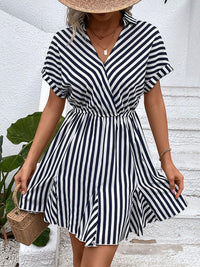 Hazel Blues® | Striped Johnny Collar Mini Dress - Hazel Blues®