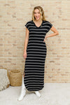 Hazel Blues® | Striped Maxi Dress In Black - Hazel Blues®
